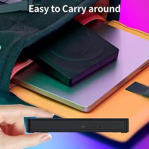AUTYUE Portable DVD Player For Laptop CD Burner For Laptop, External CD/DVD Drive, CD ROM, USB 3.0 &Type-C External Optical DVD Drive Compatible with Laptop PC Windows 11/10//7 Linux Mac OS