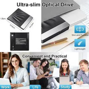 AUTYUE External CD DVD Drive,Type-C USB 3.0 Portable Drive Reader DVD CD RW Writer Burner Player Optical DVD Drive CD DVD+/-Rw External Disk Drive for Laptop,Desktop, Windows 11/10/8/7/XP/Linux, Mac