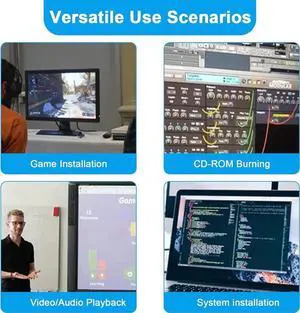 AUTYUE External CD DVD Drive for Laptop, Type C & USB 3.0 External DVD Drive, 24x CD 8x DVD Super Fast Speed CD/DVD +/-RW Burner Reader, Optical DVD Drive for Windows, Linux, Mac OS Laptop Desktop PC