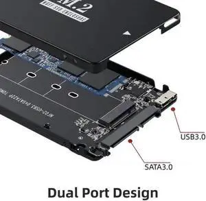 NGFF B+M Key M.2 SSD Card to 2.5inch SATA Micro USB 3.0 Combo HDD Disk Drive Enclosure