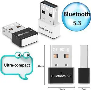 USB Bluetooth 5.3 Adapter for PC Supports Windows 11/10/8.1/7, Plug and Play For Windows 11/10, Mini Bluetooth 5.3+EDR Bluetooth Dongle Receiver for PC,Laptop,Keyboard,Mouse,Headsets,Speakers