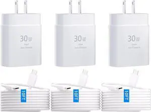 iPhone 15 Pro Max Charger 30W USB C iPhone 15 Charger Block Fast Charging with 10FT Long Type C Cord Cable for iPhone 15/15 Pro/15 Pro Max/15 Plus, iPad Pro/Mini/Air, Samsung S24/S23/ Ultra-3 Pack