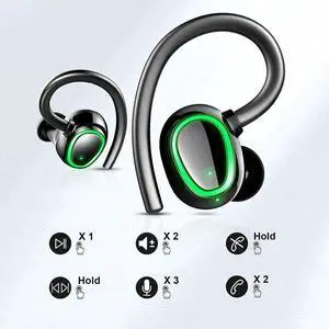 Ture Wireless Earbuds, Bluetooth 5.1 HiFi Stereo Wireless Headphones with Mic, In Ear Earphones 50H Playtime with USB-C Charging Case, IP7 Waterproof Wireless Headset for Sport, Work, Game