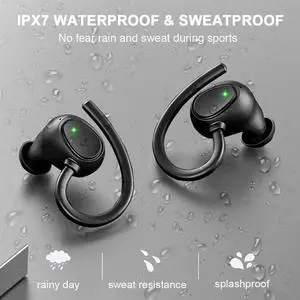 True Wireless Earbuds, Bluetooth 5.3 Earbuds Running Wireless Headphones In Ear with ENC Mics, Wireless Earphones Noise Cancelling Ear buds with Sport Earhook IP7 Waterproof, 48H Stereo Bass/USB-C/LED