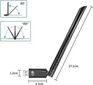 WiFi Dongle AC1300Mbps, High Gain Dual Band 2.4Ghz & 5GHz Internet Dongle Ultra Speed USB 3.0 1300Mbps Wireless WiFi Adapter for PC/Desktop/Laptop, Supports Windows11/10/8/7/XP/Vista,Linux,Mac OS