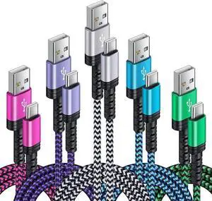 Type C Charger Cable,[ 5 Pack, 3ft 3 ft 6ft 6ft 10 ft ], 3A Android Phone Cord Fast Charging for Samsung Galaxy A12, A13,A01, S22,S21 FE 5G,S20,S10 A20,A50,Z Flip 3,Z Fold 3,20