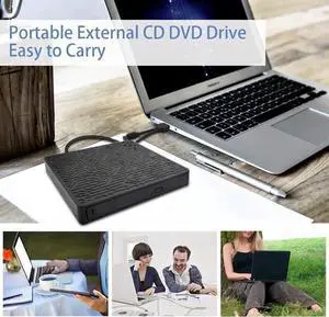 External CD DVD Drive, 2-Port Hub USB 3.0 with Type-C SD/TF Card Reader CD/DVD +/-Rw Drive ROM Rewriter Burner for Laptop Desktop MacBook Mac OS Windows 10 8 7 XP Vista