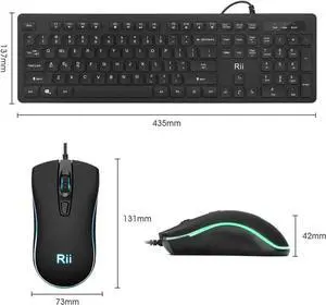 R-i-i RGB Backlit Business Keyboard,Gaming Keyboard and Mouse Combo,USB Wired Keyboard,RGB Optical Mouse for Gaming,Business Office