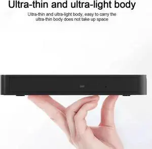 [5-in-1] External CD DVD Drive, USB 3.0 Type-C CD DVD ROM +/-RW Burner Writer Reader with TF/SD Card Slots, Slim Portable Optical Disk DVD Drive CD DVD Player for Windows 7/8/10/11 Linux MacOS (Black)