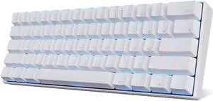 CO-RN RK61 Mechanical Bluetooth 3.0 Wired/Wireless 61 Keys Multi-Device LED Backlit Gaming/Office 60 Keyboard for iOS, Android, Windows and Mac with Rechargeable Battery, Blue Switch - White