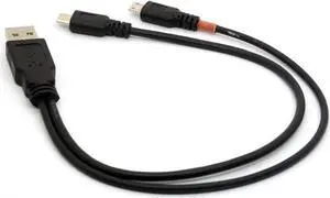 Micro USB Cable Y Splitter USB 2.0 A to Dual Micro B Power Enhancer Hub Adapter 1 Male to 2 Male Android Extension Code Syncing and Charging Two Devices Simultaneously