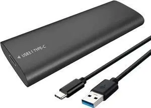 M.2 to USB3.1 USB-C HDD Enclosure NGFF/NVMe Dual Protocol Support for M.2 NVMe M Key/M.2 SATA B Key Hard Drive (Black)