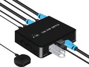 HDMI KVM Switches 4K@60hz 2 Ports HDMI Kvm Switch 1 Monitors 2 Computers,USB Switcher 2 Computers Share 4 Usb2.0 Devices Keyboard Mouse Printer USB Switch,Supports Desktop Controller and Button Switch