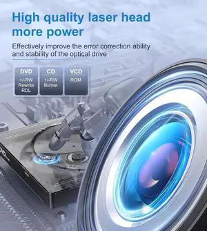 AUTYUE External CD/DVD Drive for Laptop, [7 in 1] DVD Player USB 3.0 Portable DVD Reader Writer ROM Drive, CD Burner External Disk Drive Compatible with Laptop Desktop,Windows 11/10/8/7 Linux MacOS