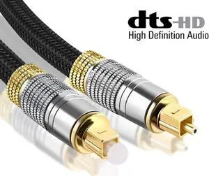 Digital Optical Audio Cable 6.6 Feet /1.8M, [Gold-Plated, Durable Nylon] Fiber Optic Toslink Cord, Toslink Coaxial SPDIF Dolby 7.1 Soundbar 5.1 Fiber Cable for HI-FI Sound Bar Home Theater PS4 Xbox