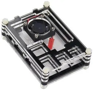 9 Layers Acrylic Box Shell Case with Cooling Fan for Raspberry pi 3(Black)