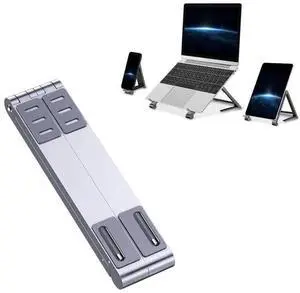 Metal Laptop Stand Computer Cooling Folding Mini Flat Raised Bracket (Silver)