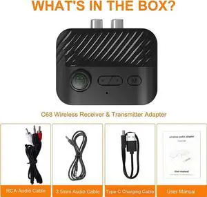 Bluetooth Transmitter Receiver - V5.3 Bluetooth Audio Receiver w/Display & Knob, 3.5mm AUX RCA Wireless Audio Adapter for Home Stereo/Headphone/Speaker/TV/PC/Car, Support TF Card/U Disk Music Play