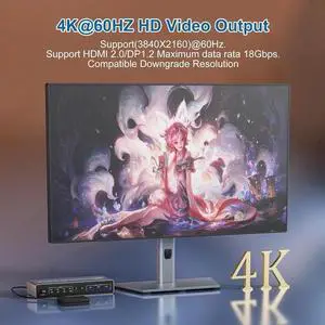 KVM Switch 4 Computers 2 Monitors Displayport and HDMI 4K@60Hz, USB 3.0 4 Port Dual Monitors KVM Switch with Audio Microphone Output and 3 USB 3.0 Ports, 4 in 2 Out Monitor Switch for 4 PCs