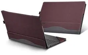 13.3 Inch Leather Laptop Anti-Fall Protective Case With Stand For Samsung Galaxy Book Pro 360 (Wine Red)