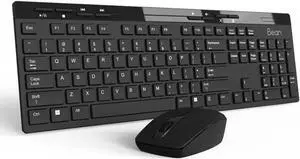 Be-an 2.4GHz Full Size Wireless Keyboard and Mouse Combo, Ergonomic Design Compatible with Windows and Linux, 1000/1200/1600 DPI, Batteries Included - Plug and Play