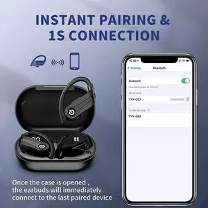 Ture Wireless Earbuds Bluetooth Ear Buds with Mic, 72H Wireless Headphones Bluetooth 5.3 Sport Earbuds Digital LED Display, IPX7 Waterproof Over Ear Earphones with Hooks for Sports Running Workout Gym