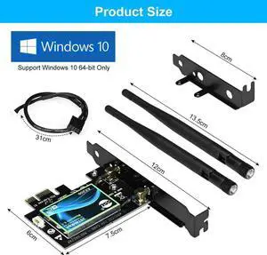 WiFi 6 AX200 PCI-E WiFi Card, Dual-Band 5GHz/2.4GHz Wireless WiFi Network Adapter for Desktop, Supports Bluetooth 5.0 | MU-MIMO | Only Supports Win 10 64-bit (Black)