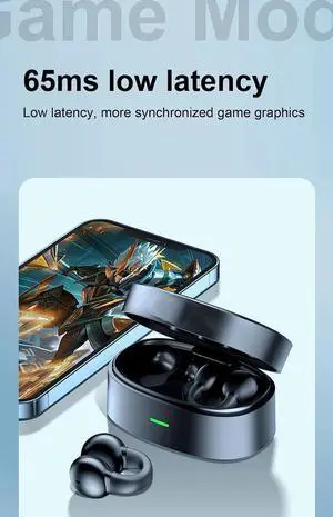 Ear-Clip Bone Conduction Headphones Bluetooth 5.3 Painless Wireless Open Ear Clip on Headphone Waterproof Running Earring Earphone Air Conduction Earphones Open Earbuds Wireless Earbuds with Ear Clip