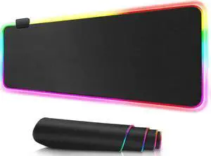 RGB Gaming Mouse Pad, LED Soft Extra Extended Large Mice Pad, Anti-Slip Rubber Base, Computer Keyboard Mouse Mat - 31.5 X 12 Inch