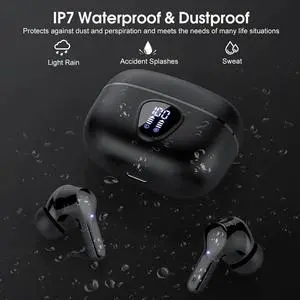 True Wireless Earbuds, Bluetooth 5.3 Headphones with 4 ENC Noise Cancelling Mic, Bluetooth Earbuds 40H Playtime , Wireless Headphones in ear Earphones Deep Bass Stereo, LED Display, IP7 Waterproof