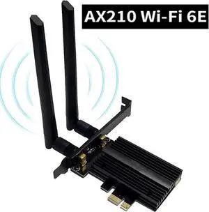 WiFi 6E 5400Mbps AX210 wireless PCIe card, updated to 6G/5.8G/2.4GHz Tri-Band, Bluetooth 5.2, 802.11AX Internal Network Adapter for PC with MU-MIMO, Ultra-Low Latency, Support Windows10 (64bit)