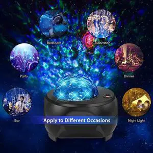 Star Projector Night Lights, 3 in 1 Galaxy Projector Light, Sky Nebula/Moving Ocean Wave, Best Gift for Kids Adults for Bedroom/Party with Hi-Fi Stereo Bluetooth Speaker, Voice&Remote Control