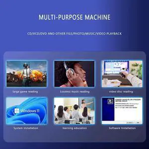 External Blu-ray CD/DVD Drive, External Blu-ray CD DVD Burner, External DVD CD Drive Portable 3D Blu Ray DVD Burner with USB3.0 and Type-C Port, Suitable for Windows XP/7/8/10 MacOS