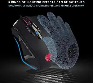 Gaming Mouse Wired, 13 Programmable Buttons (8+5 Side Buttons), RGB Backlit, Marco, 10000 DPI Adjustable, Comfortable Grip Ergonomic Optical Gaming Mice with Tunable Weights, Black