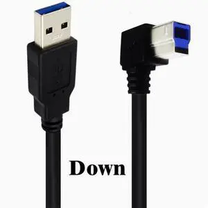 USB3.0 square port data cable A Revolution B male 90 degrees up and down left and right elbow hard disk box printer cable 0.5m Left Angle
