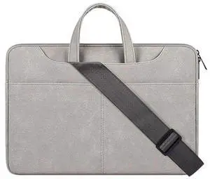 ST06SDJ Frosted PU Business Laptop Bag with Detachable Shoulder Strap, Size:15.6 inch 15.6 inch (Light Gray)