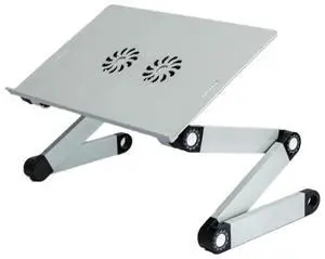 T8 Aluminum Alloy Folding & Lifting Laptop Desk Office Desk Heightening Bracket with Fan & Mouse Board (Silver) with Fan & Mouse Board (Silver)