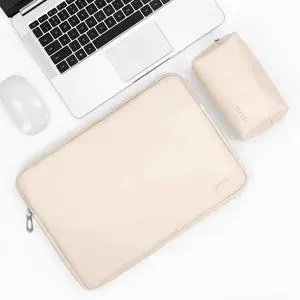 Baona BN-Q001 PU Leather Laptop Bag, Colour: Apricot + Power Bag, Size: 16/17 inch Apricot + Power Bag 16/17 inch