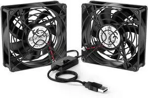 ELUTENG Dual USB Fan 80mm, 3 Speed Adjustable USB Ventilator with 2750RPM 5V Fan for Computer/Laptop/Router/TV Cabinet/DVR/Xbox/Game Console Cooling
