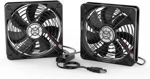 ELUTENG Dual 120mm USB Fan with 3 Speeds 5V Ventilator Fan Portable Cooling Fan Rechargeable Compatible for Laptop Receiver DVR Playstation Xbox Desk Computer Cabinet Cooling