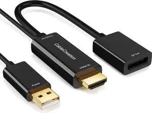 CableCreation HDMI to DisplayPort Adapter with USB Power, 4K X 2K@60Hz HDMI Male to DP Female Adapter Compliant with Xbox One/PS4/PS5 CableCreation HDMI to DisplayPort Adapter with USB Power, 4K X 2K@60Hz HDMI Male to DP Female Adapter Compliant with Xbox One/PS4/PS5