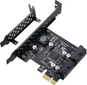 Goldendisk PCIE 1X to 2 Port 19Pin Expansion Card, USB 3.2 GEN1 Super Speed 5Gbps PCI Express Card for Windows 11, 10, 8.1, 8, 7, XP Goldendisk PCIE 1X to 2 Port 19Pin Expansion Card, USB 3.2 GEN1 Super Speed 5Gbps PCI Express Card for Windows 11, 10, 8.1, 8, 7, XP