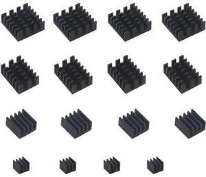 16pcs Aluminum Heatsink Cooler Cooling Kit Compatible with Raspberry Pi 4 16pcs Aluminum Heatsink Cooler Cooling Kit Compatible with Raspberry Pi 4