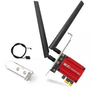 PCI-E WiFi 6 Network Card AX1800Mbps Bluetooth 5.2 Heat Sink 802.11AX 2.4Ghz/5Ghz Wireless PCIe Network Wi-Fi 6 Card PCI Express WiFi Adapters 6dBi Dual Band Antenna for Windows 11/10 64-bit