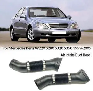 2PCS Car Air Intake Duct Hose 1120943782 1120943682 for W220 S280 S320 S350 1999-2005,2 x Air Intake Hose,Black