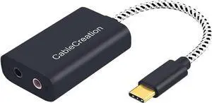 CableCreation Type C External Sound Card with 3.5 mm Audio Jack, USB-C Microphone Headphone Adapter Compatible with MacBook Pro, iMac, iPad Pro 2020, iPhone 16/15, Galaxy S24/ S23/ S22/ S21+