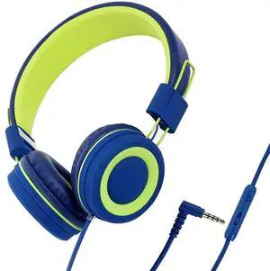 Children'S Headphones Headset Wired Colorful Laptop Tablet Phone for Learning Online Class Headphones,Blue+Green,1 Set Of Headphones (With Cable),Blue&Green