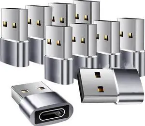 USB C to USB Adapter 10 Pack USB C Female to USB Male Adapter USBC to USB Adapter USB to C Adapter USB to Type C Adapter USBA to USBC Adapter for iPhone 15/14/13 iPad Pro AirPods Grey