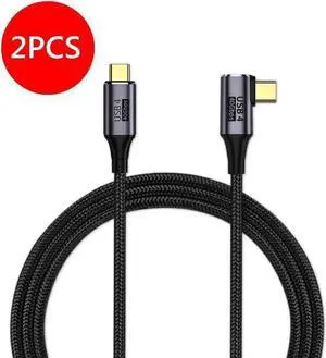 USB4 Cable with 90 Degree Right Angle, 40Gbps,100W Fast Charging,Compatible with Thunderbolt 4 3 and Type-c,8K @60Hz,for USB C Laptop, Smartphone, External SSD,Docking Station 3Ft(2 Pack)