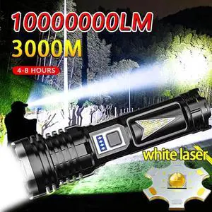 High Power White Laser LED Flashlight Built-in Battery USB R